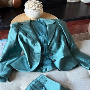 Frascara for Beker Fashions Toronto Teal Blazer and Skirt Set